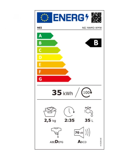 Eticheta energetica Masina de spalat rufe NEI NWM3-WMW