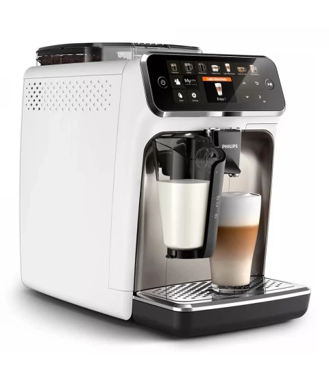 Espressor de cafea automat Philips seria 5400 EP5443/90, display digital TFT, LatteGo, 12 Bauturi, AquaClean, alb/negru