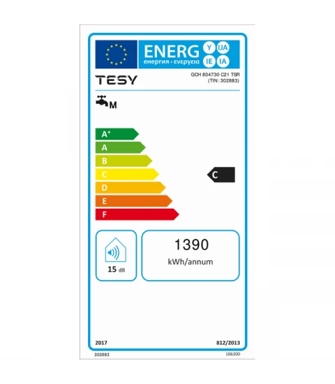 Boiler electric orizontal Tesy Modeco,GCH 804730 C21 TSR 80 l, 3000 W, termostat reglabil,
