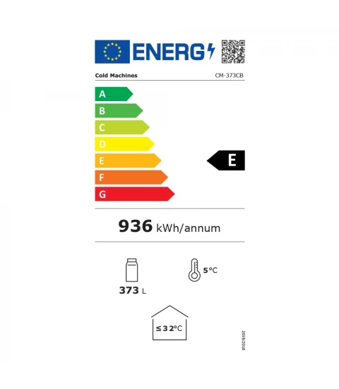 Cold Machines CM-373CB, Vitrina frigorifica profesionala, iluminare LED,373 l, H 199 cm, neagra