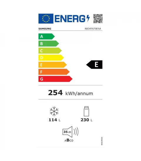 SAMSUNG RB34T670ESA/EF, Combina frigorifica , Digital Inverter, No Frost, SpaceMax™, 344 l, H 185.3 cm, Clasa E, Inox