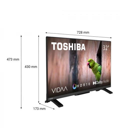 Televizor LED Toshiba 32WV2E63DG, 81 cm, Smart TV, VIDAA, HDR10, Dolby Audio, HD Ready, VESA 75х75, Negru