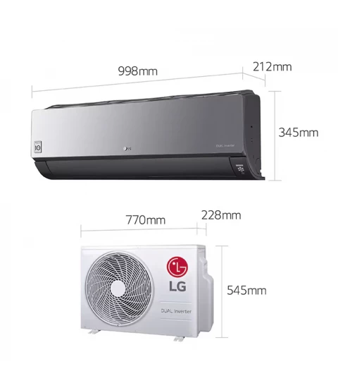 Aer Conditionat LG Artcool Mirror AC18BK, 18000 BTU, Wi-Fi, filtru Allergy, Dual Inverter, afisare consum, clasa A+, Negru