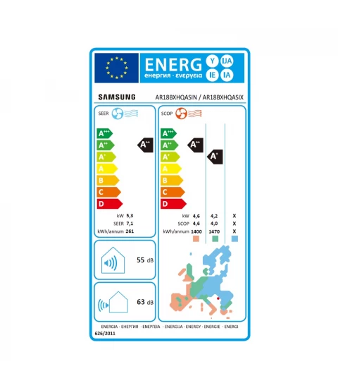 Aer conditionat SAMSUNG AR18BXHQASINEU, 18000 BTU, Digital inverter, Fast cooling, Filtru HD, Clasa A++/A+, Alb